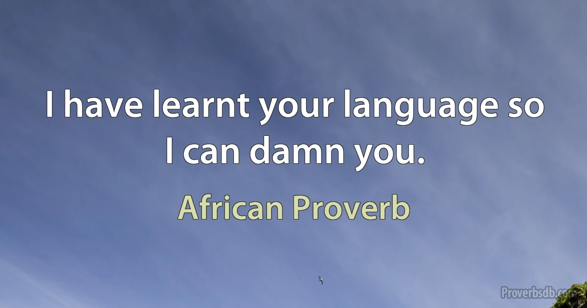 I have learnt your language so I can damn you. (African Proverb)