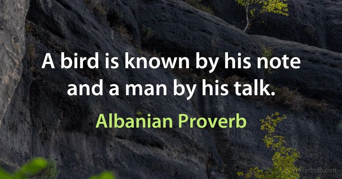 A bird is known by his note and a man by his talk. (Albanian Proverb)