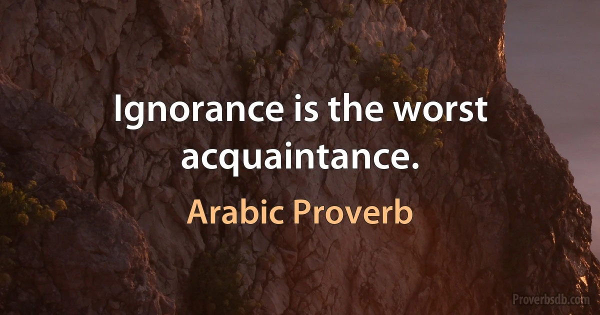 Ignorance is the worst acquaintance. (Arabic Proverb)