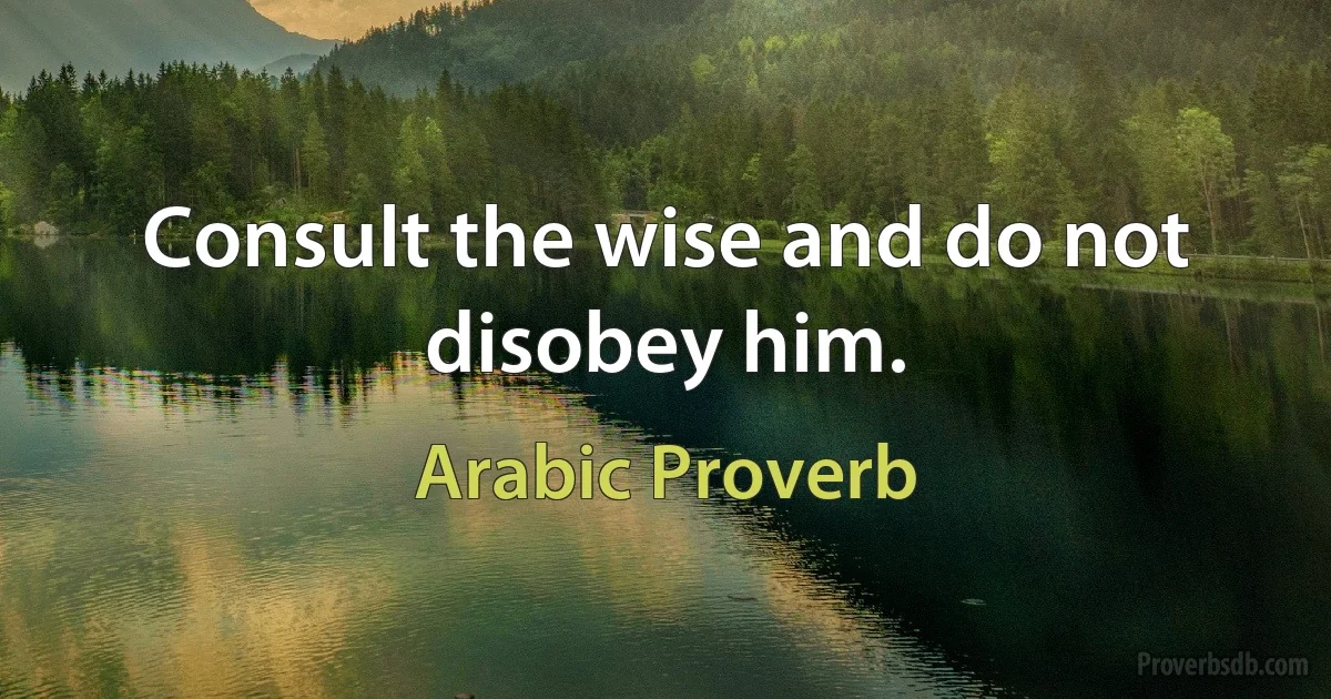 Consult the wise and do not disobey him. (Arabic Proverb)