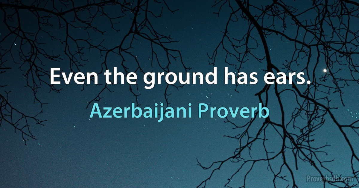 Even the ground has ears. (Azerbaijani Proverb)