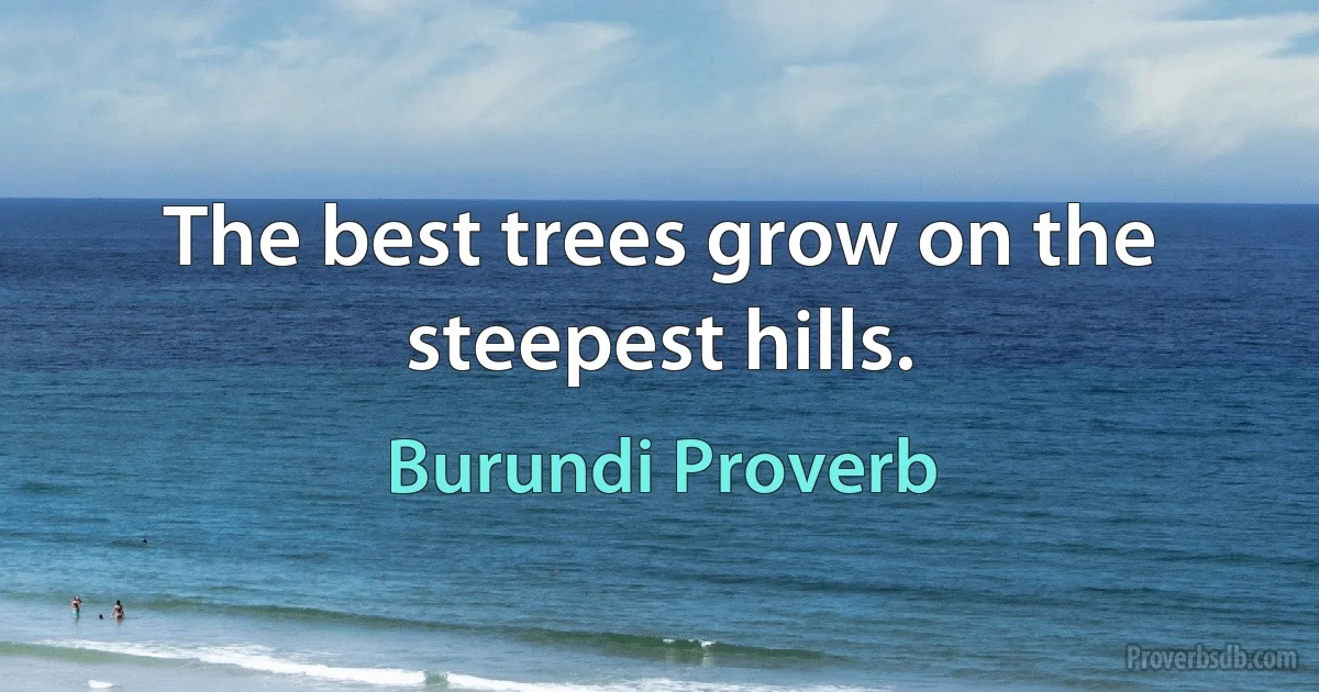 The best trees grow on the steepest hills. (Burundi Proverb)