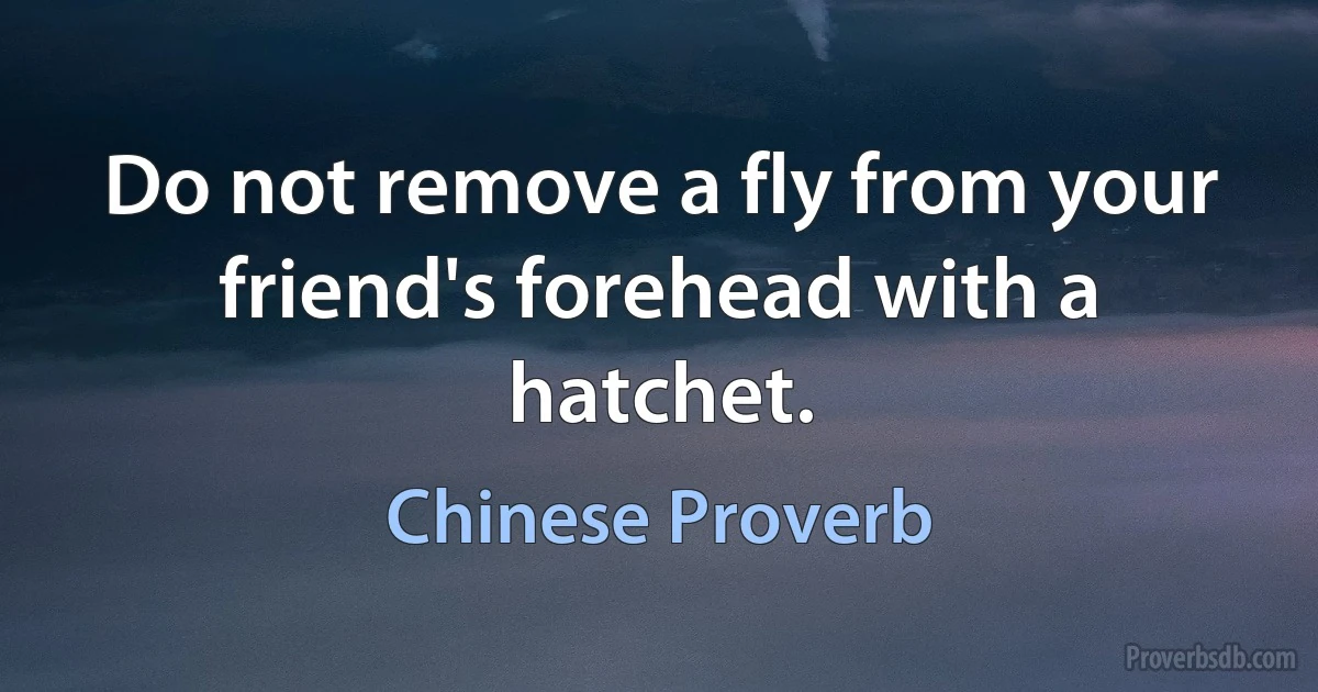 Do not remove a fly from your friend's forehead with a hatchet. (Chinese Proverb)