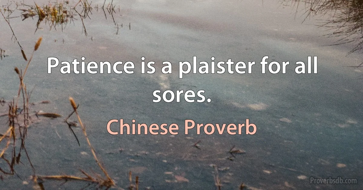 Patience is a plaister for all sores. (Chinese Proverb)