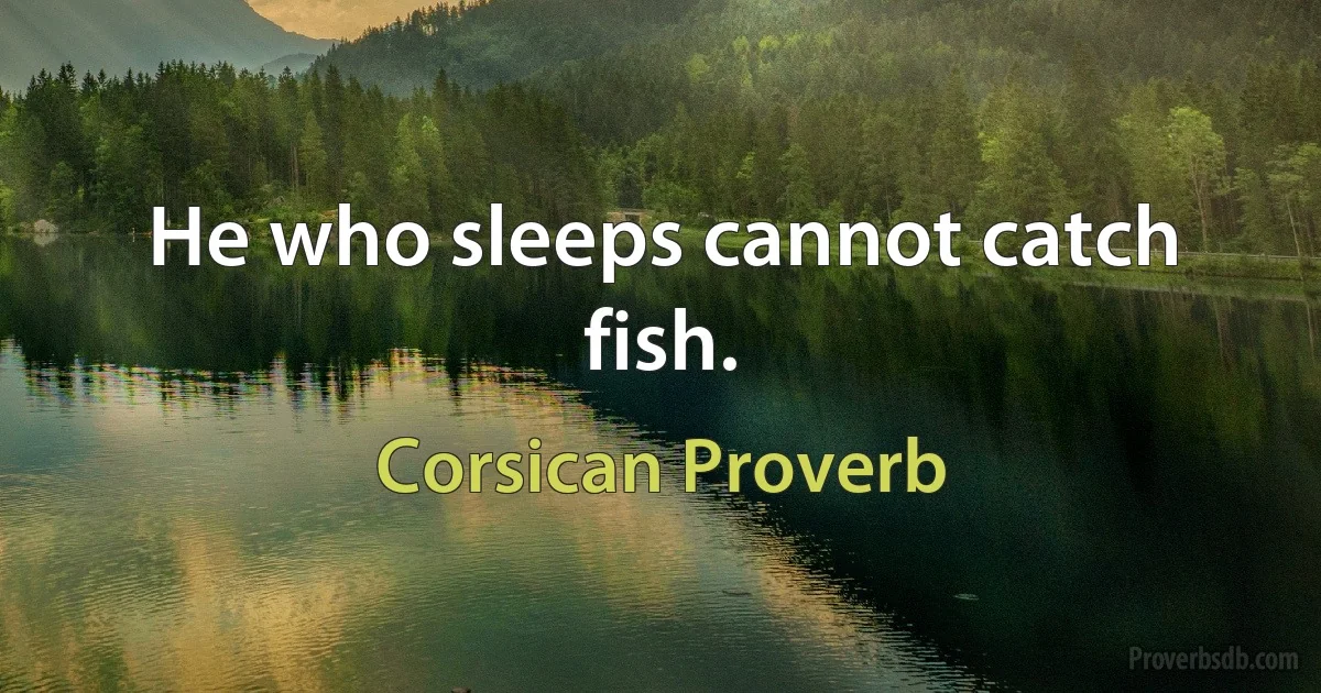 He who sleeps cannot catch fish. (Corsican Proverb)