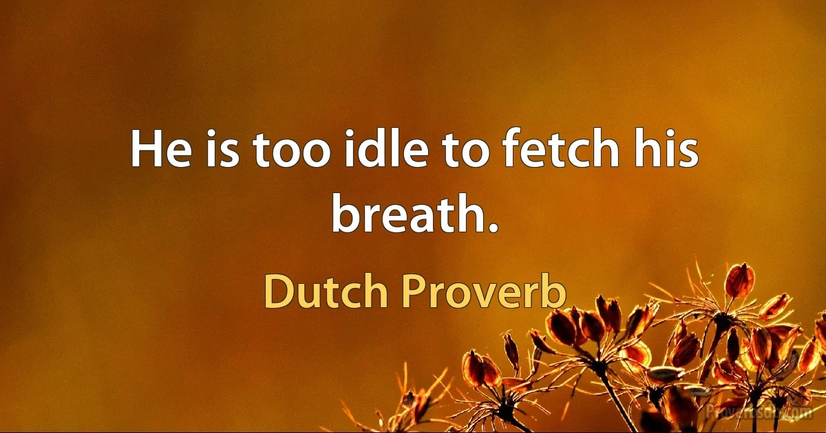 He is too idle to fetch his breath. (Dutch Proverb)