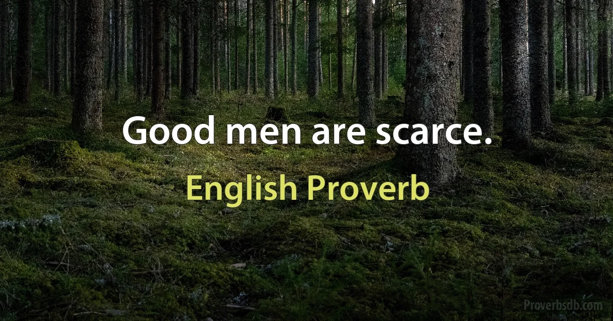 Good men are scarce. (English Proverb)