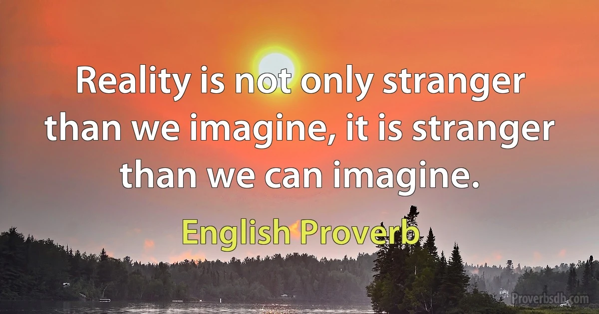 Reality is not only stranger than we imagine, it is stranger than we can imagine. (English Proverb)