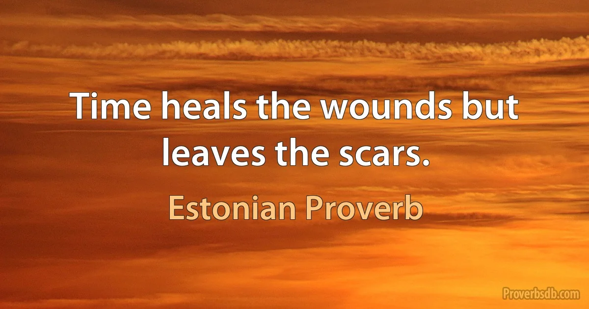 Time heals the wounds but leaves the scars. (Estonian Proverb)