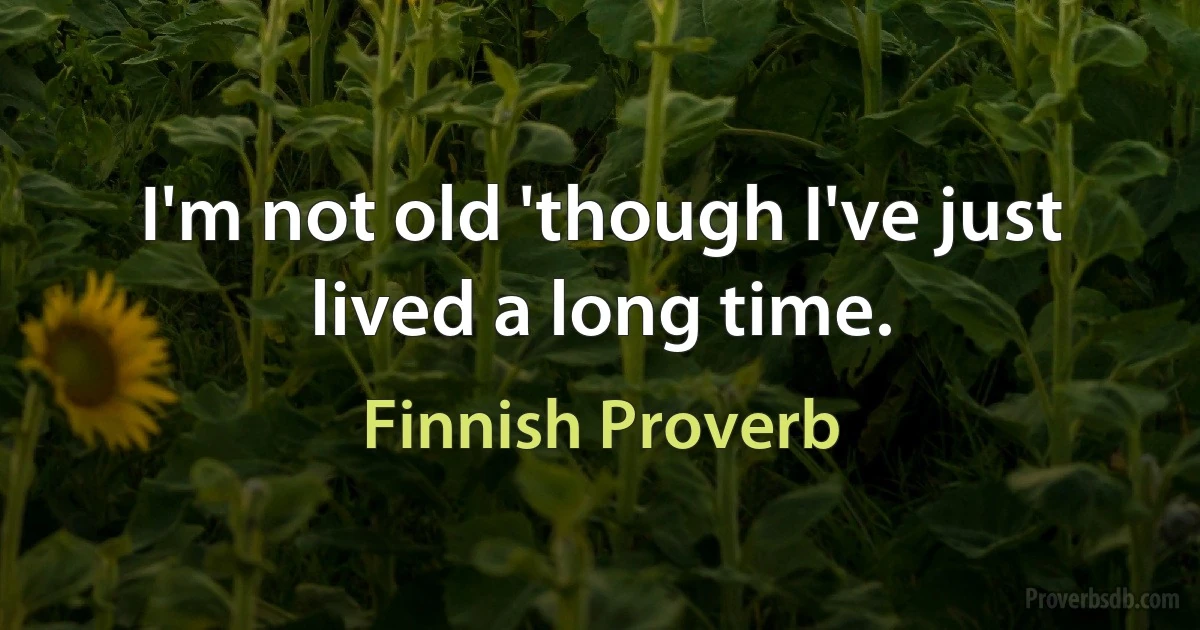 I'm not old 'though I've just lived a long time. (Finnish Proverb)