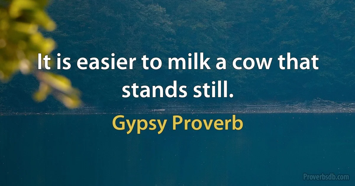 It is easier to milk a cow that stands still. (Gypsy Proverb)