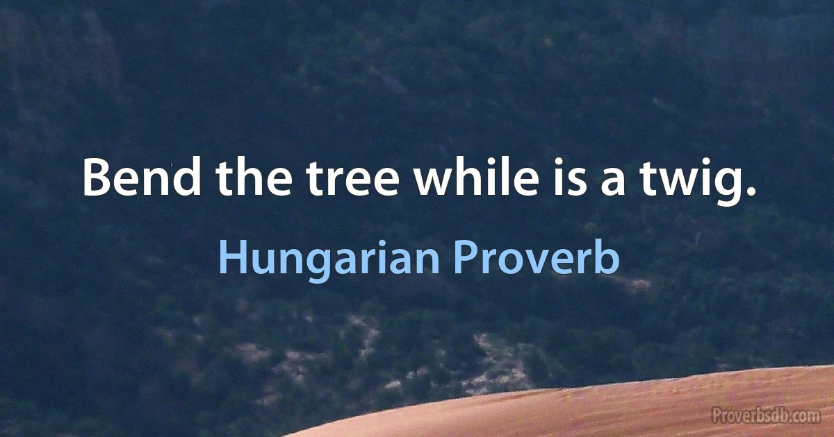 Bend the tree while is a twig. (Hungarian Proverb)