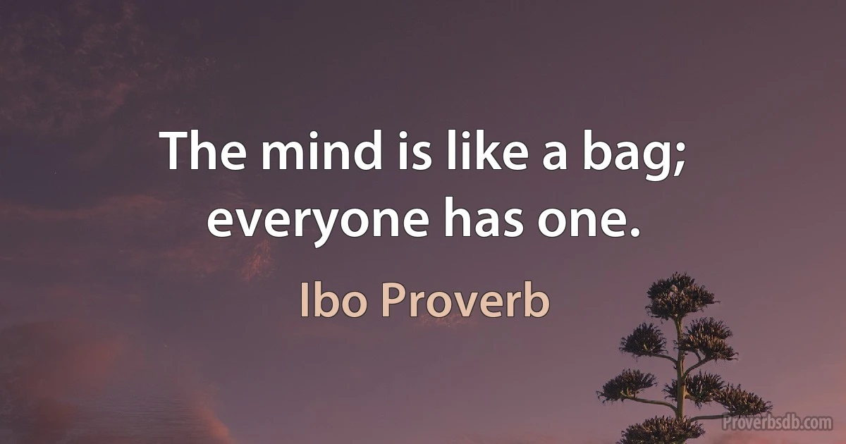 The mind is like a bag; everyone has one. (Ibo Proverb)