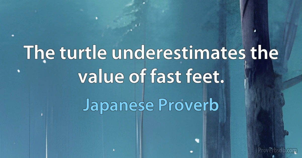 The turtle underestimates the value of fast feet. (Japanese Proverb)