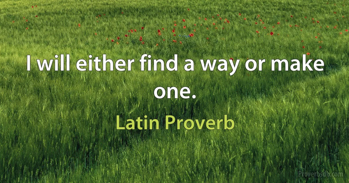 I will either find a way or make one. (Latin Proverb)