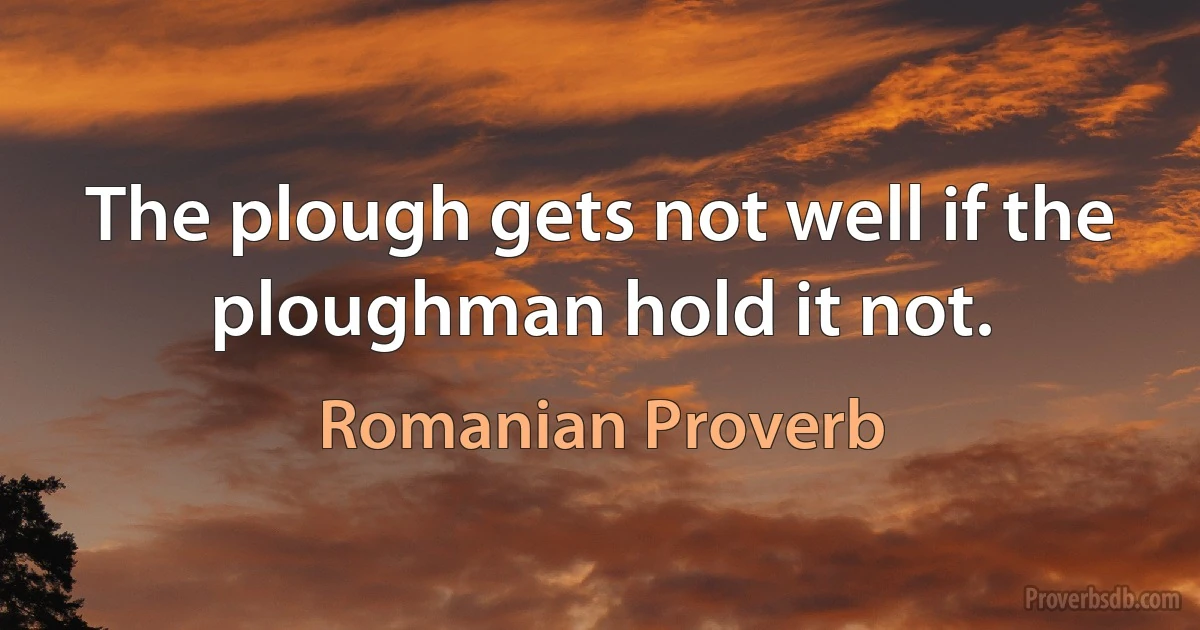 The plough gets not well if the ploughman hold it not. (Romanian Proverb)