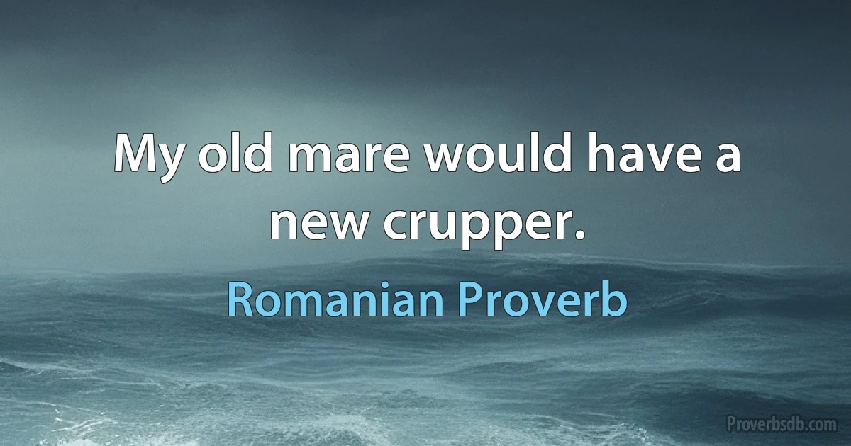 My old mare would have a new crupper. (Romanian Proverb)