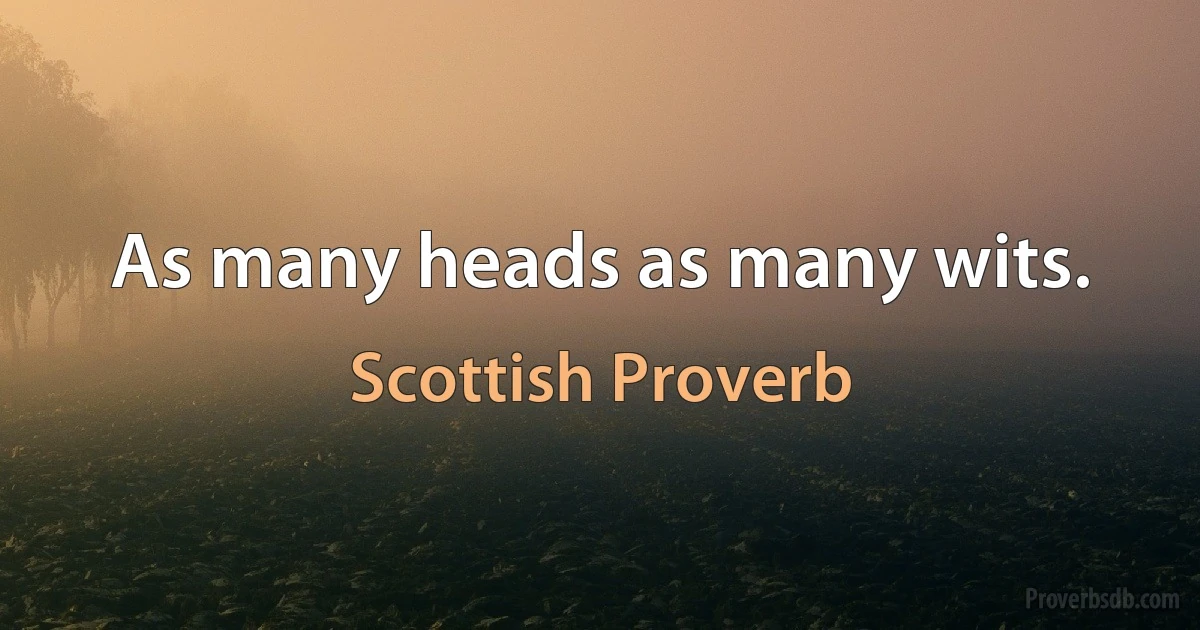 As many heads as many wits. (Scottish Proverb)