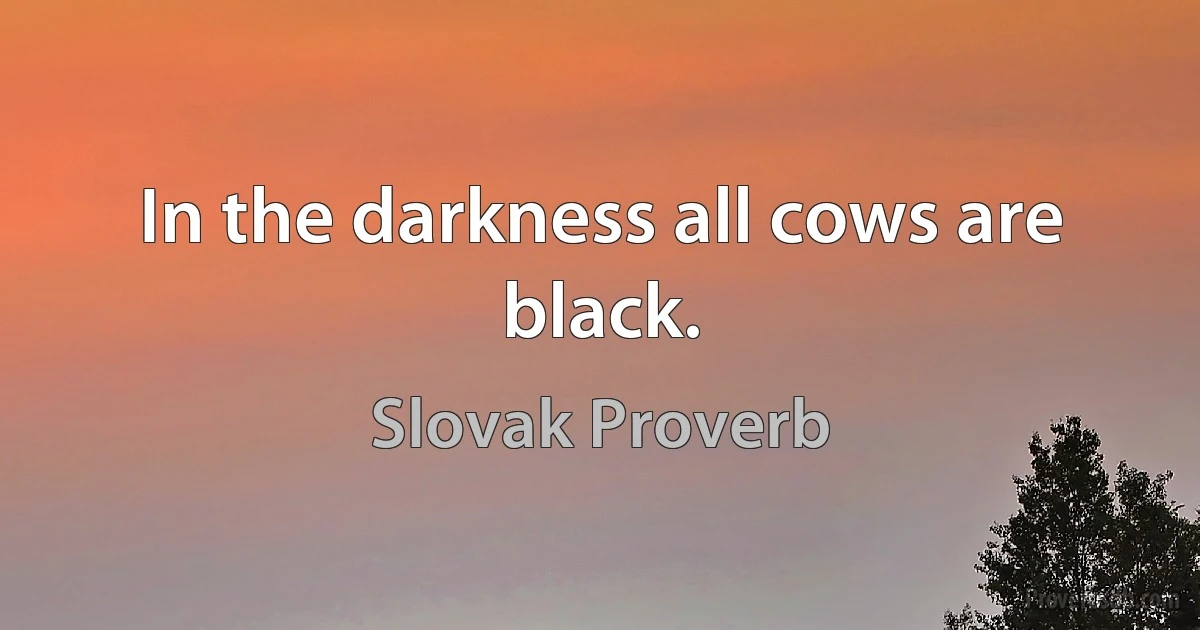 In the darkness all cows are black. (Slovak Proverb)