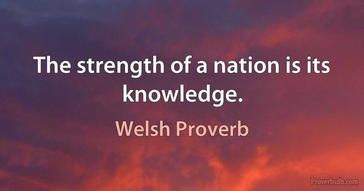 The strength of a nation is its knowledge. (Welsh Proverb)