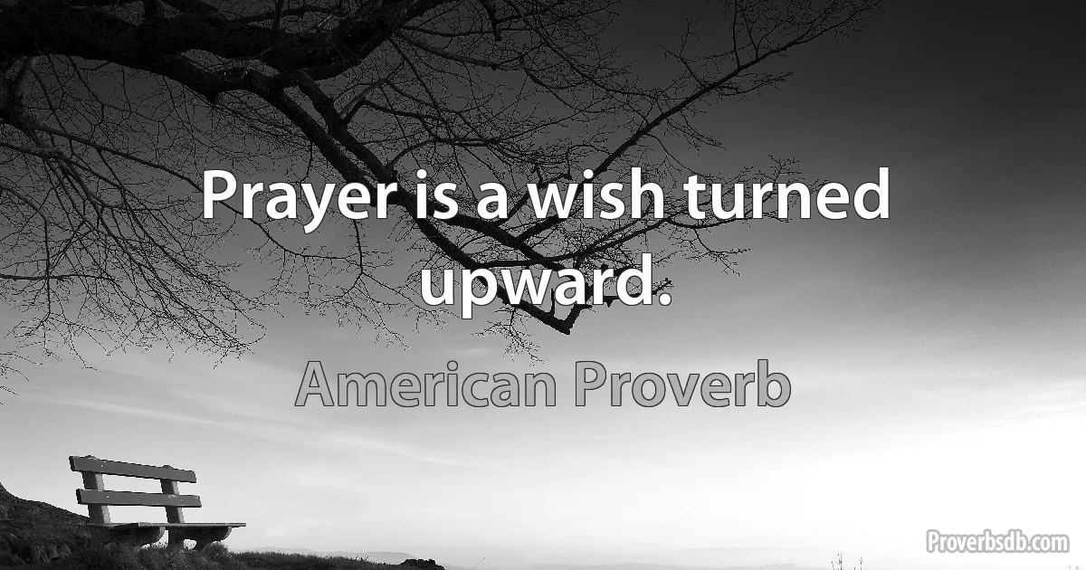 Prayer is a wish turned upward. (American Proverb)