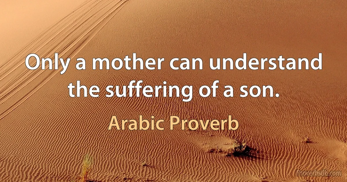 Only a mother can understand the suffering of a son. (Arabic Proverb)