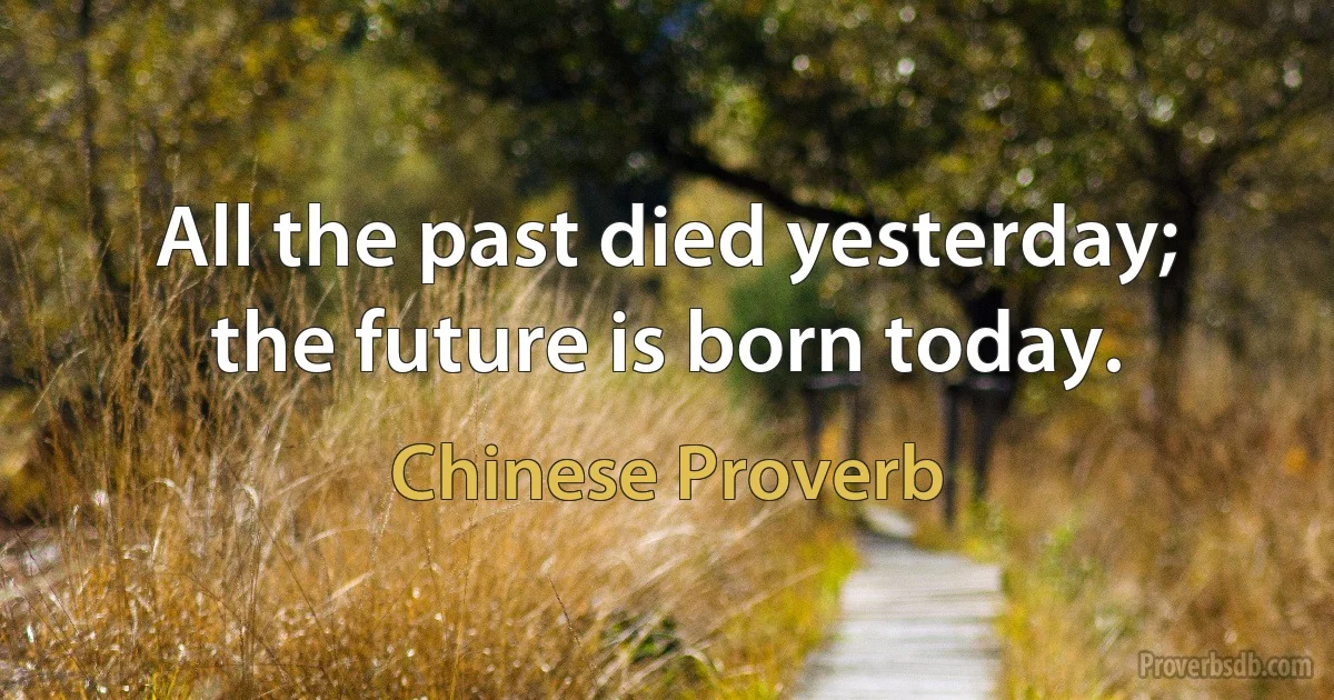 All the past died yesterday; the future is born today. (Chinese Proverb)