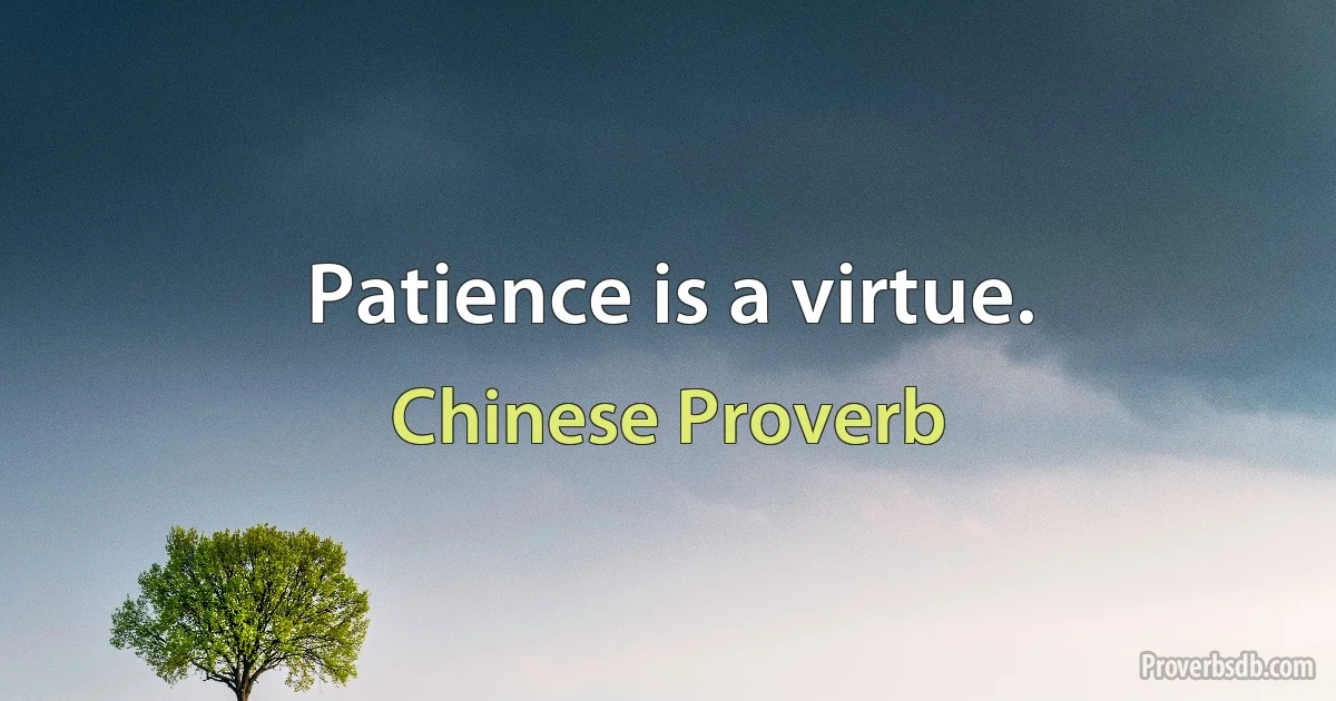 Patience is a virtue. (Chinese Proverb)