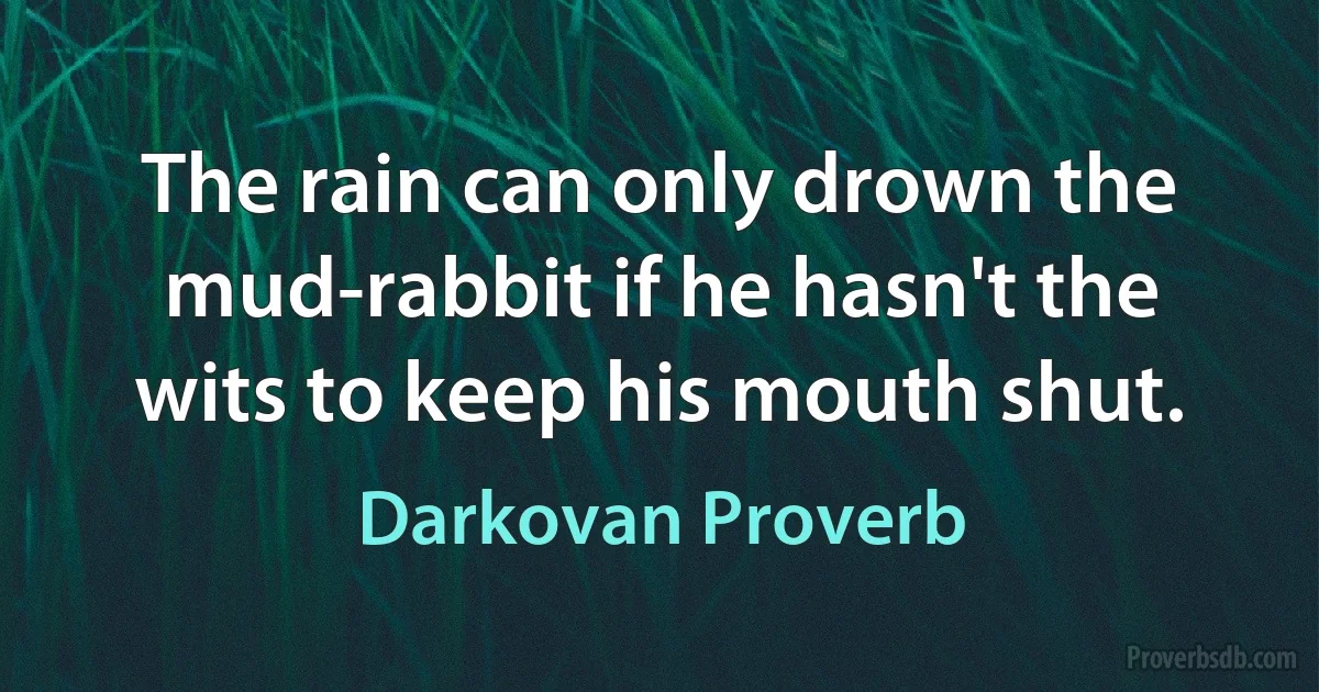 The rain can only drown the mud-rabbit if he hasn't the wits to keep his mouth shut. (Darkovan Proverb)