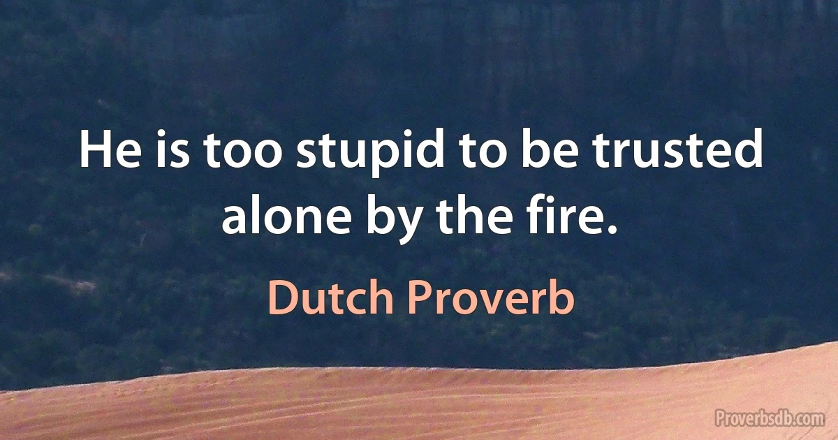 He is too stupid to be trusted alone by the fire. (Dutch Proverb)