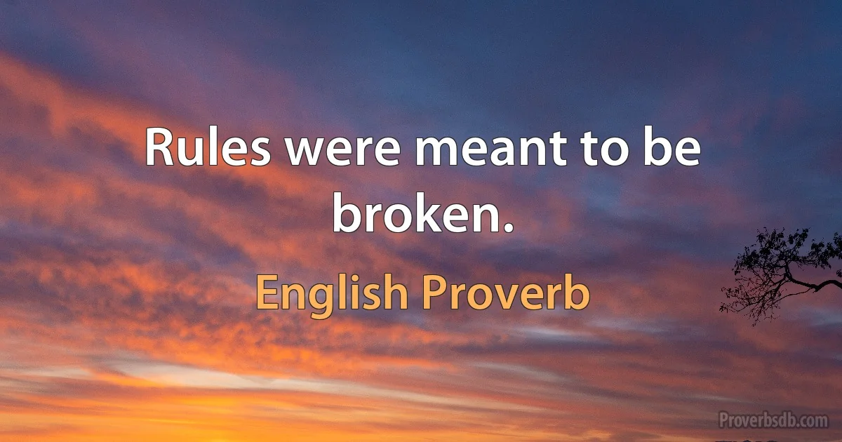 Rules were meant to be broken. (English Proverb)