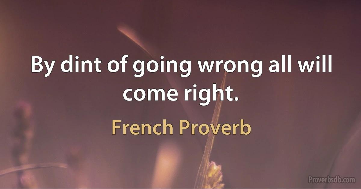 By dint of going wrong all will come right. (French Proverb)