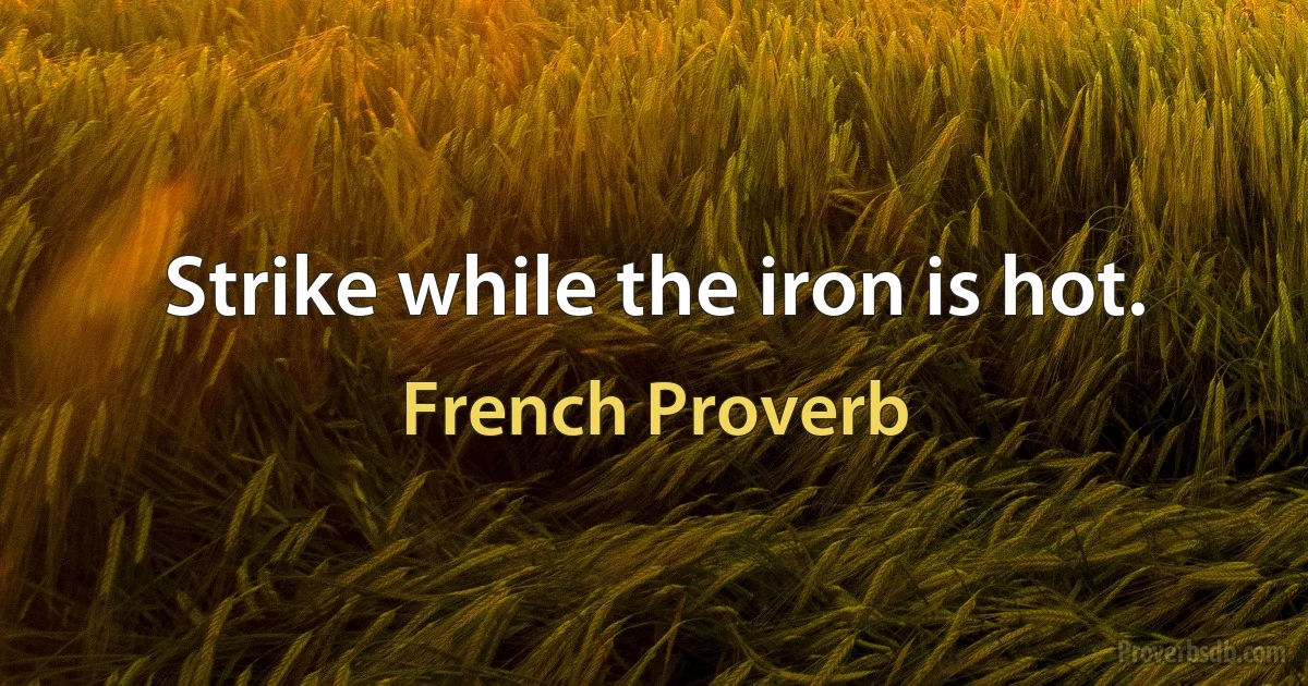 Strike while the iron is hot. (French Proverb)