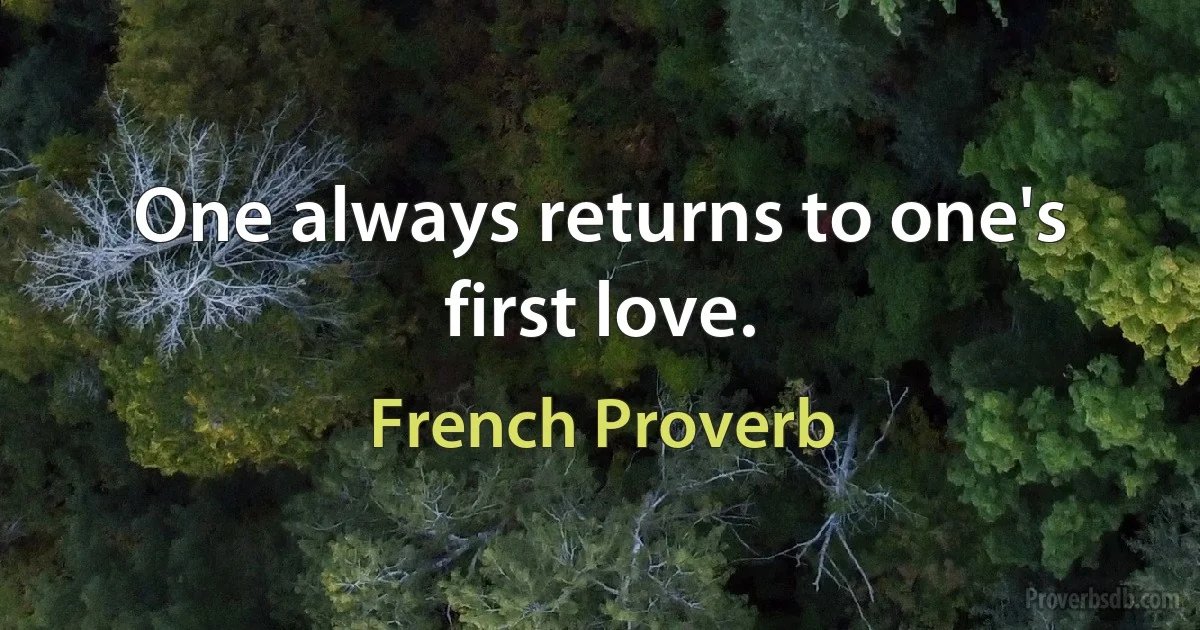 One always returns to one's first love. (French Proverb)