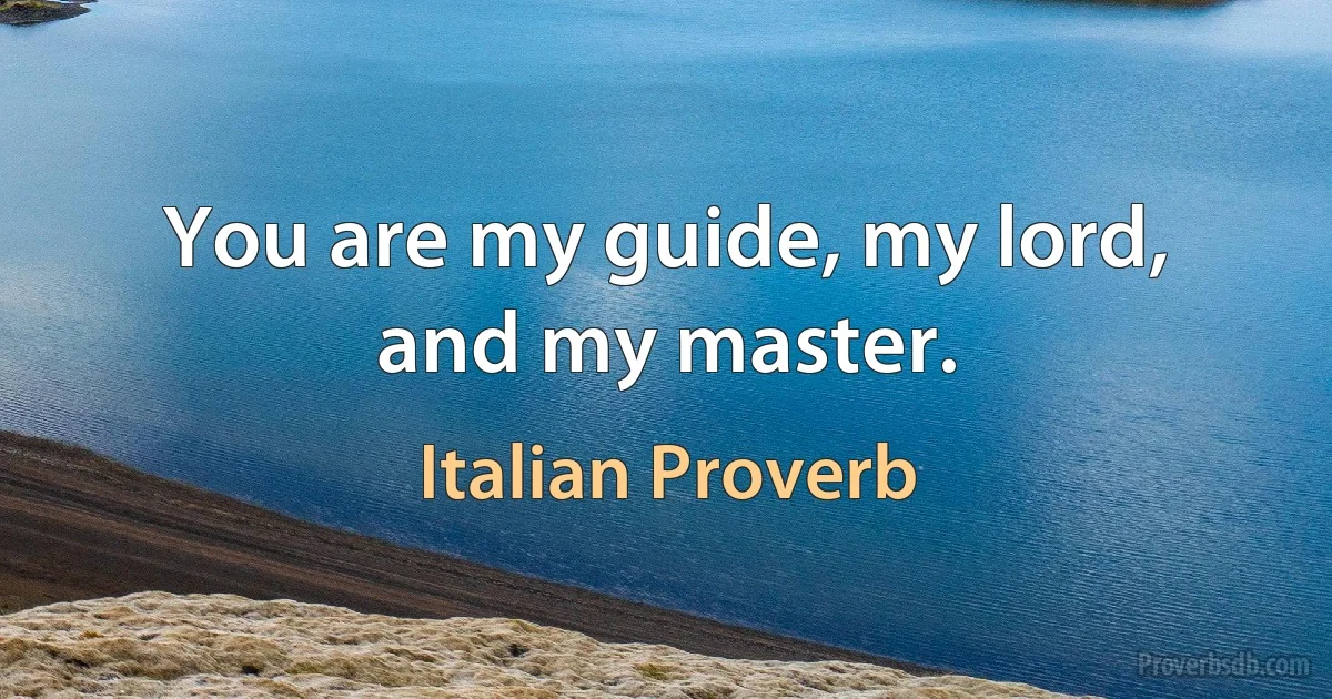 You are my guide, my lord, and my master. (Italian Proverb)