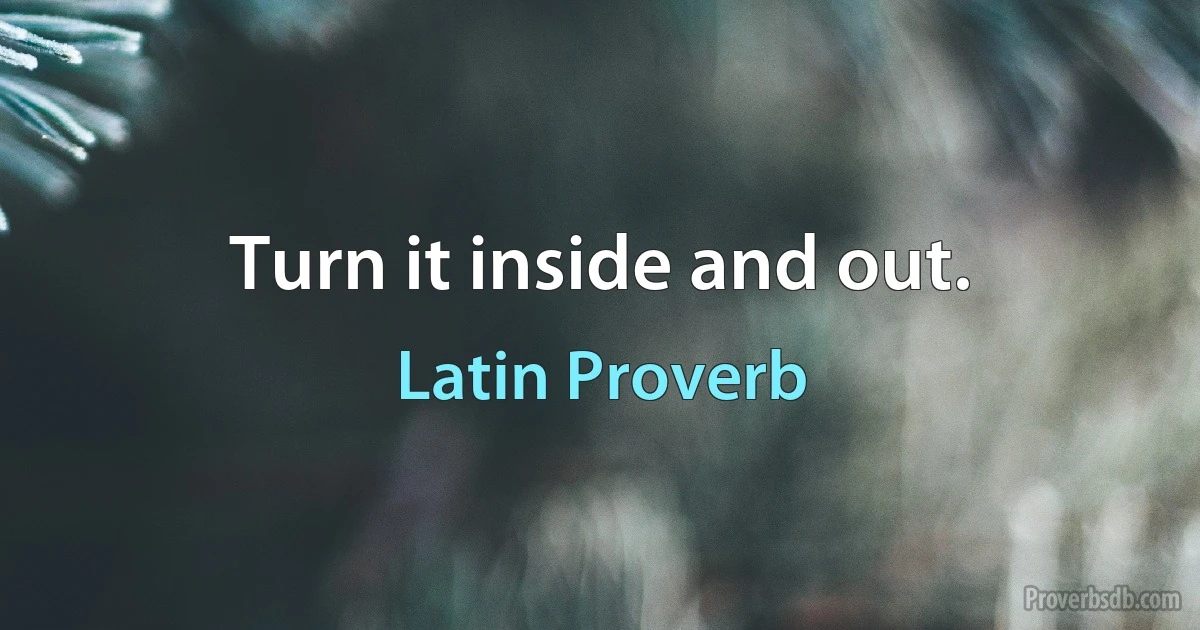 Turn it inside and out. (Latin Proverb)