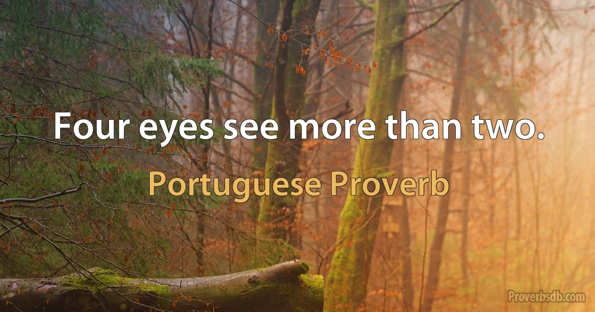 Four eyes see more than two. (Portuguese Proverb)