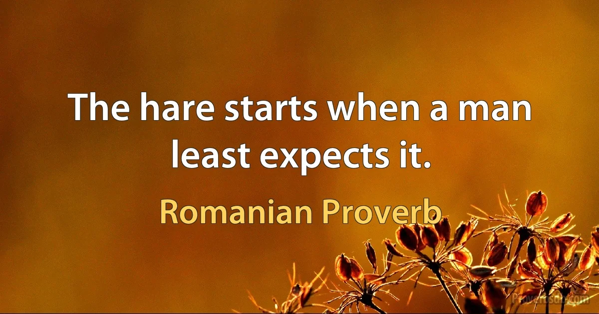 The hare starts when a man least expects it. (Romanian Proverb)