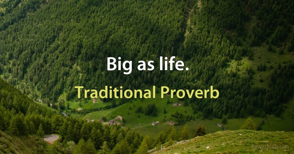 Big as life. (Traditional Proverb)