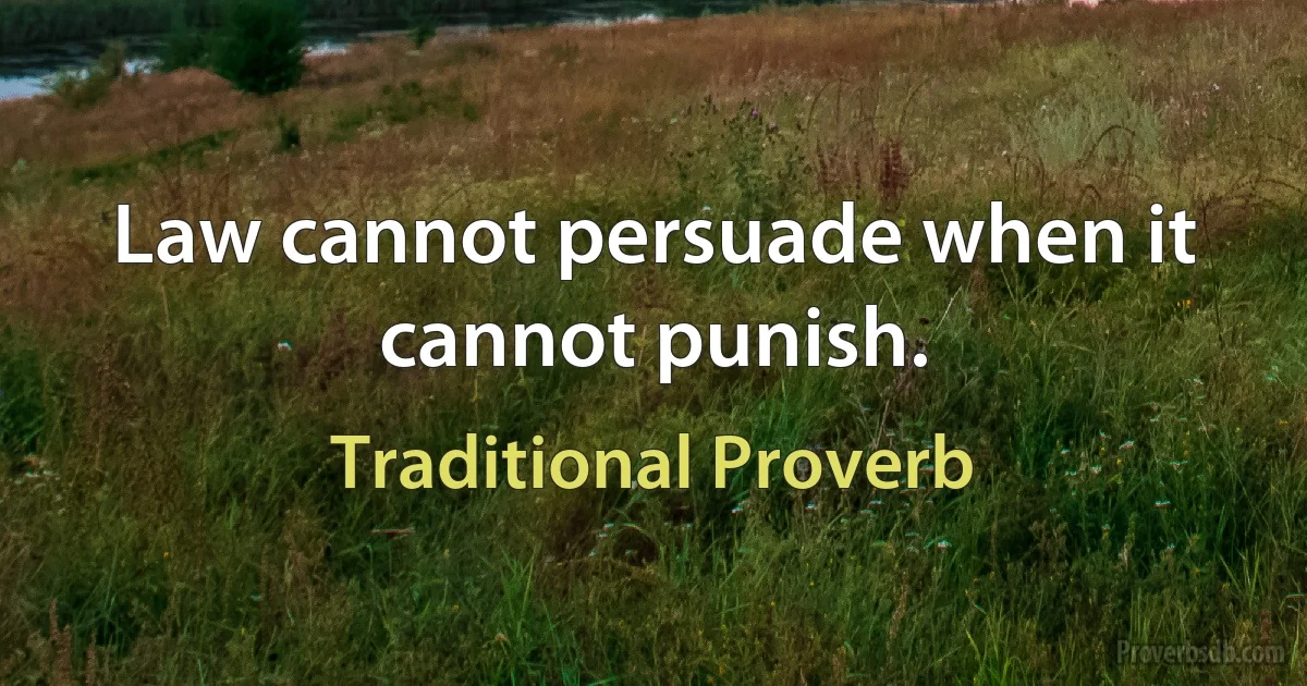 Law cannot persuade when it cannot punish. (Traditional Proverb)