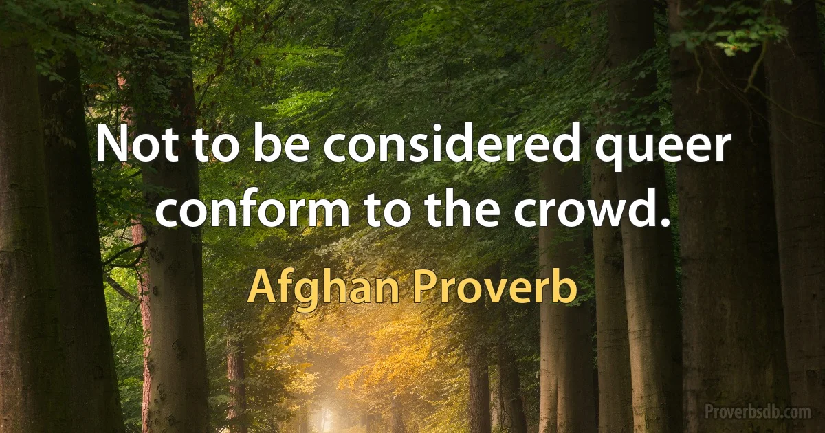 Not to be considered queer conform to the crowd. (Afghan Proverb)