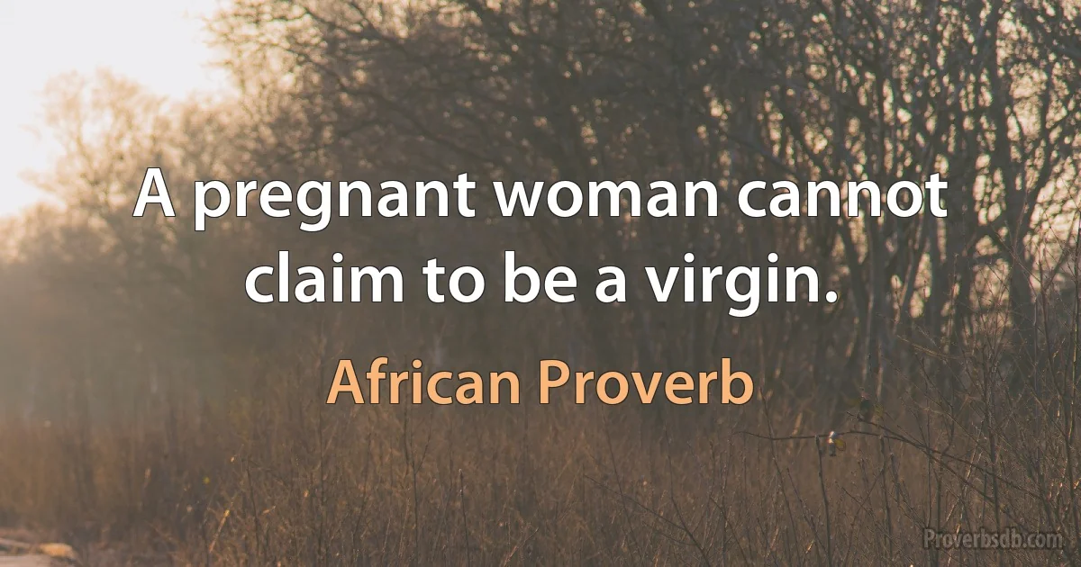 A pregnant woman cannot claim to be a virgin. (African Proverb)