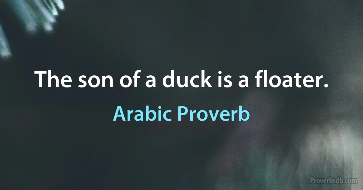 The son of a duck is a floater. (Arabic Proverb)