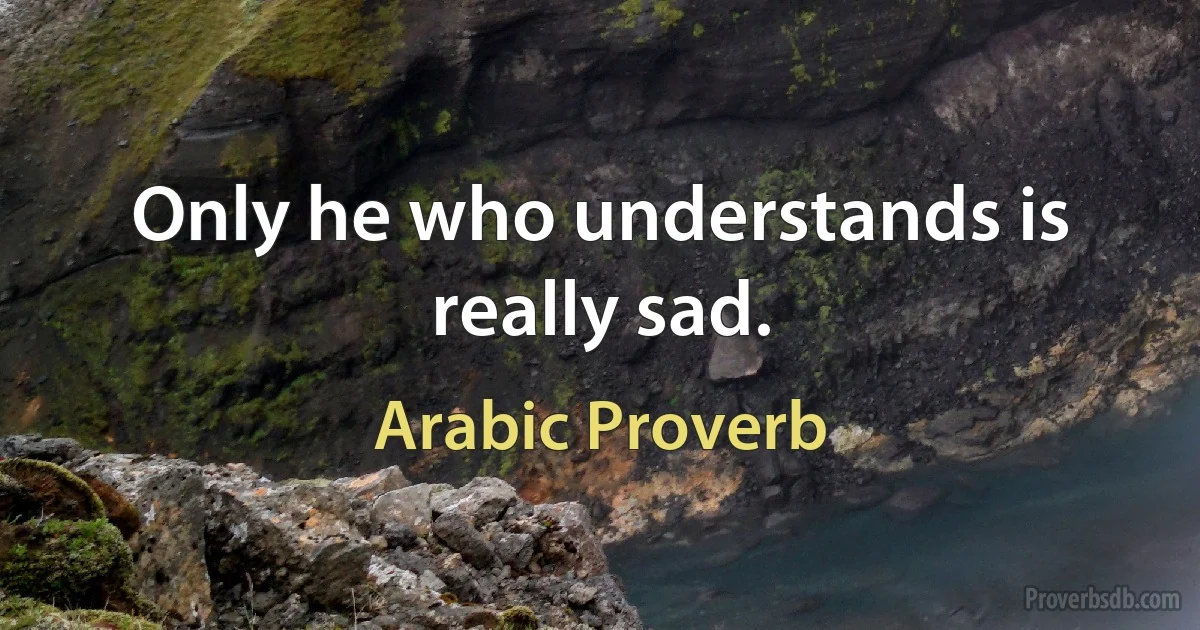 Only he who understands is really sad. (Arabic Proverb)