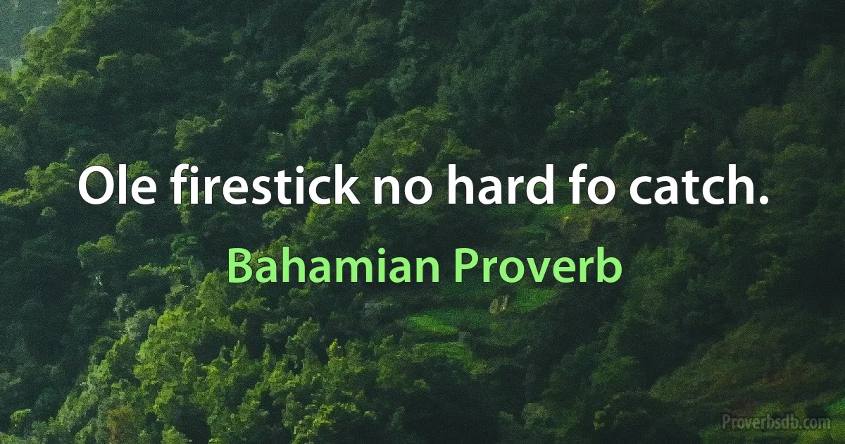 Ole firestick no hard fo catch. (Bahamian Proverb)