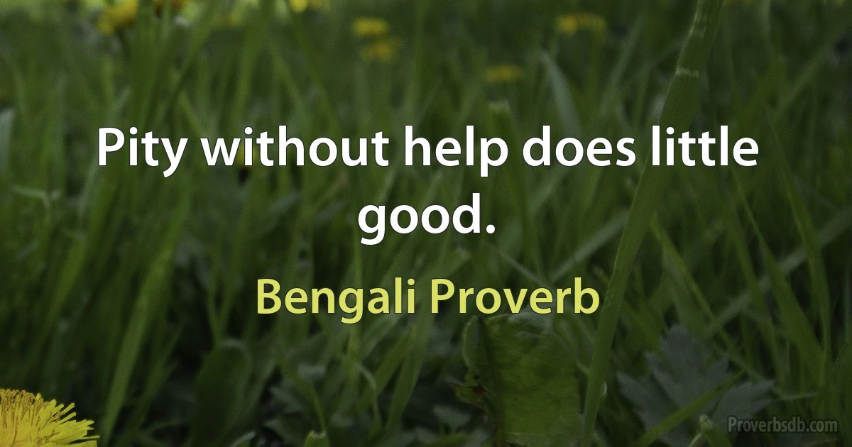 Pity without help does little good. (Bengali Proverb)