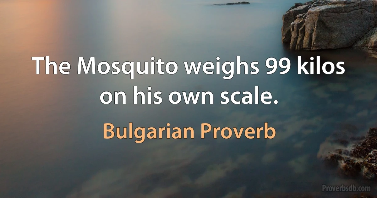 The Mosquito weighs 99 kilos on his own scale. (Bulgarian Proverb)