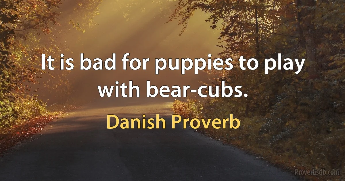 It is bad for puppies to play with bear-cubs. (Danish Proverb)