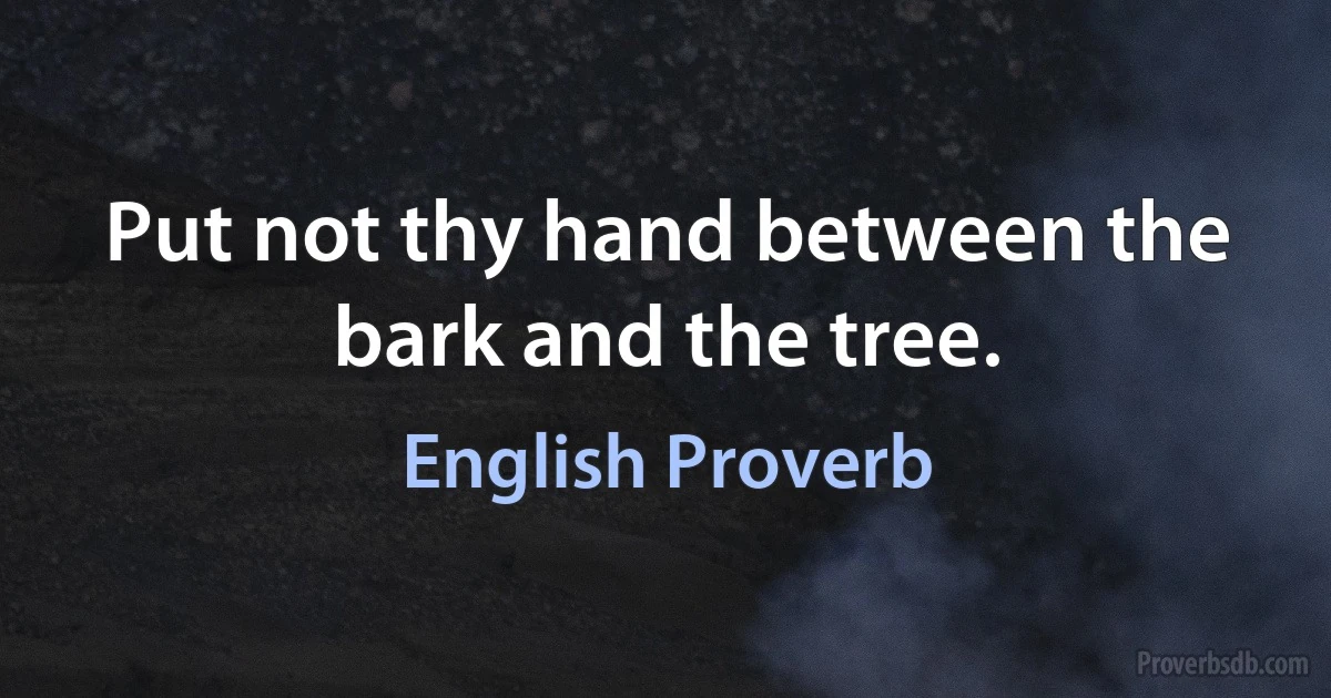 Put not thy hand between the bark and the tree. (English Proverb)