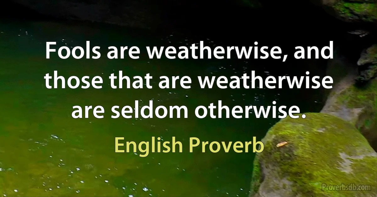 Fools are weatherwise, and those that are weatherwise are seldom otherwise. (English Proverb)